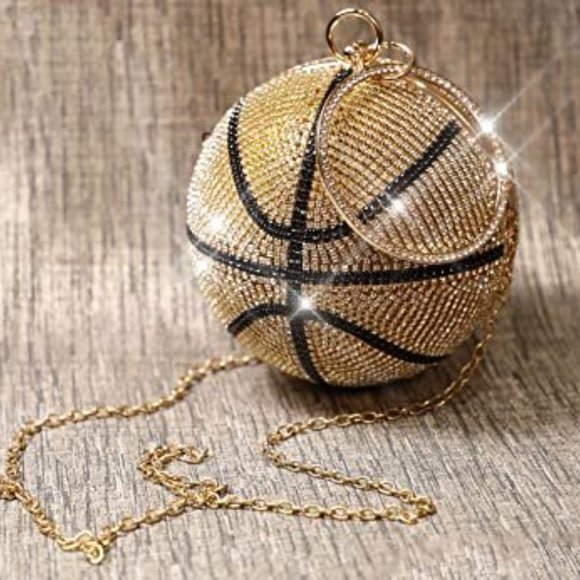 NEW BLING SWAROVSKI CRYSTAL RHINESTONE BASKETBALL CLUTCH HANDBAG PURSE +… - Picture 4 of 6